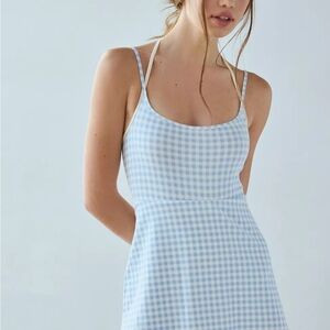 Urban Outfitters Blue and White Strapless Dress